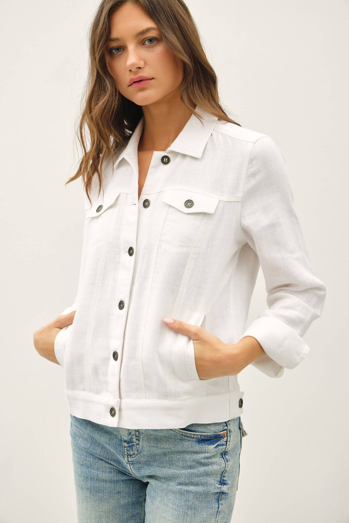 Be Cool - LIGHTWEIGHT LINEN BLEND BUTTONED JACKET