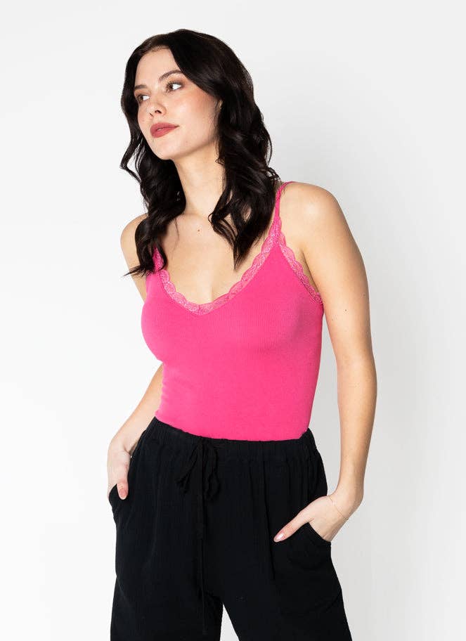 Bamboo Tank W/Lace Trim - C'est Moi
