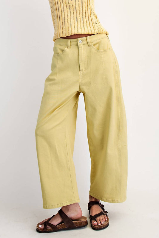 COTIERRA - MID RISE BARREL COTTON TWILL JEANS