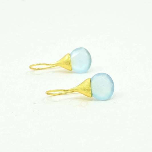 Schmuckoo Berlin - Boho Droplet Earrings Gold - Light Aquamarine Chalcedony