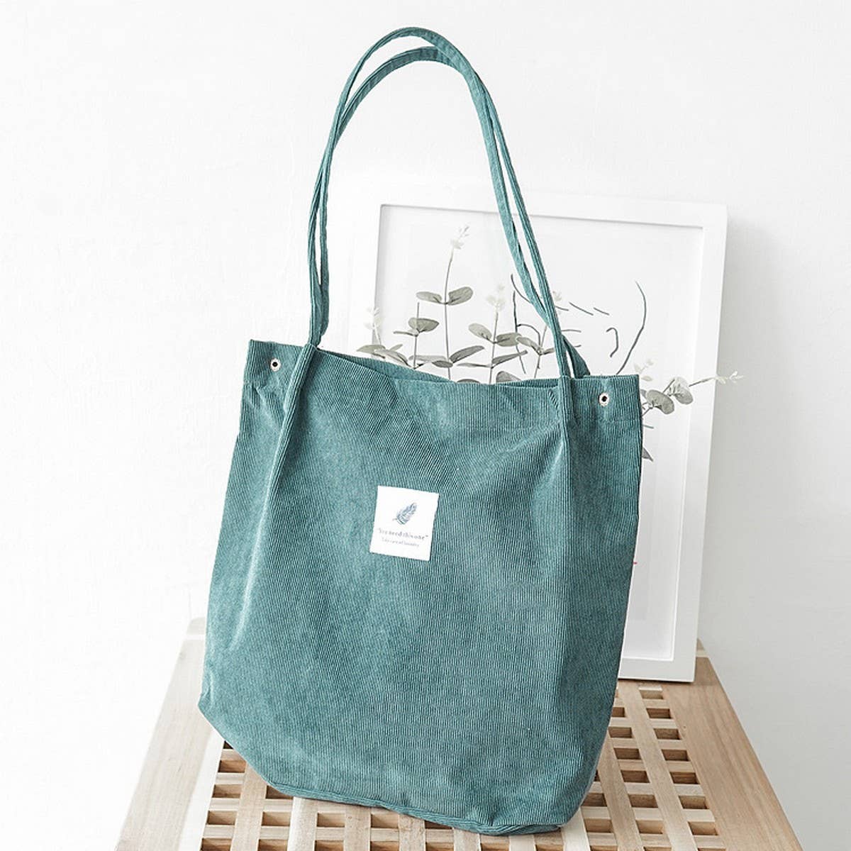 CORDUROY SNAP-BUTTON LARGE-CAPACITY SHOULDER BAG - NINEXIS