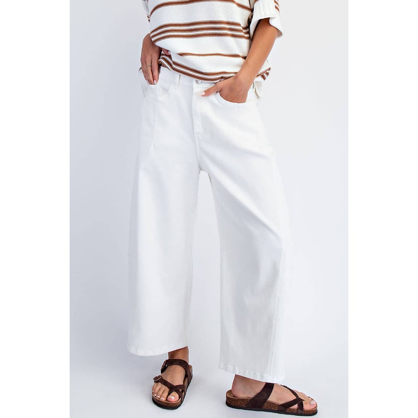 COTIERRA - MID RISE BARREL COTTON TWILL JEANS