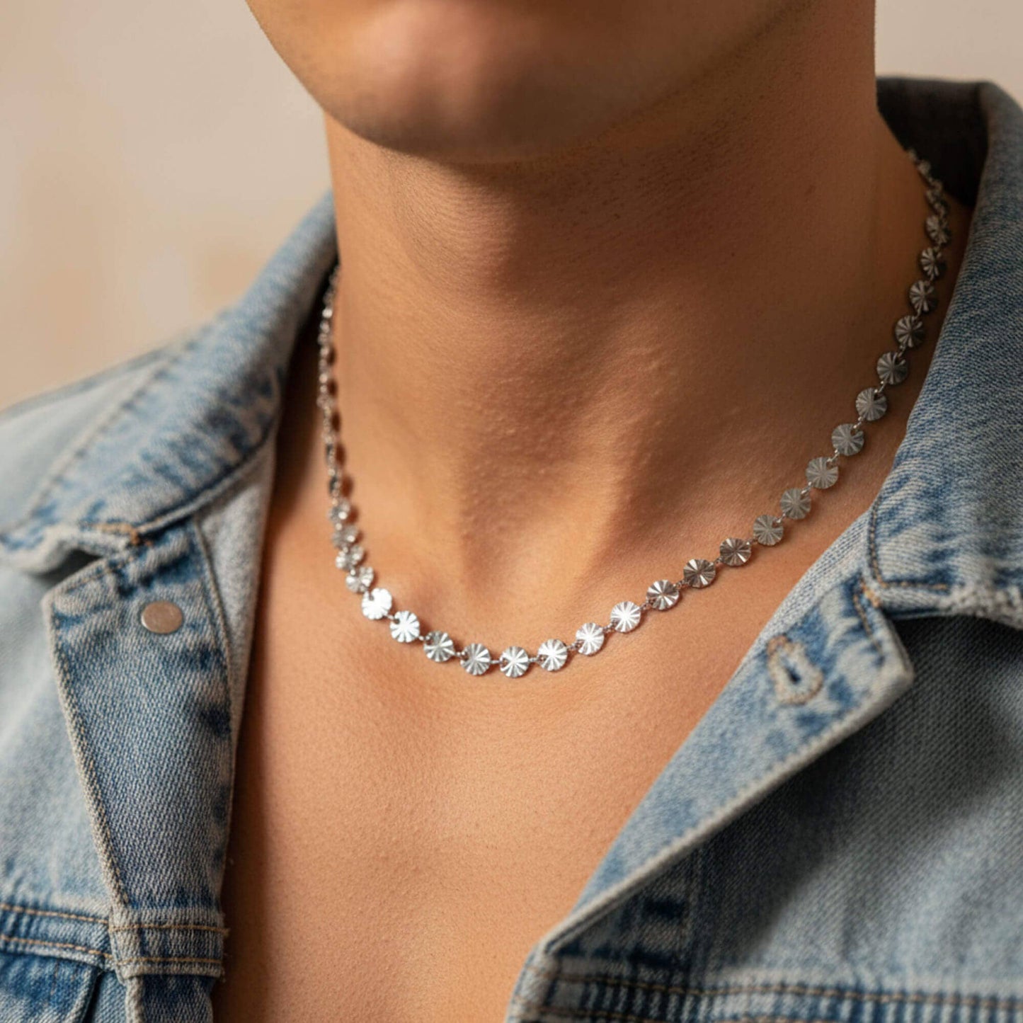 18K Gold PVD Stainless Steel Sunburst Chain Necklace