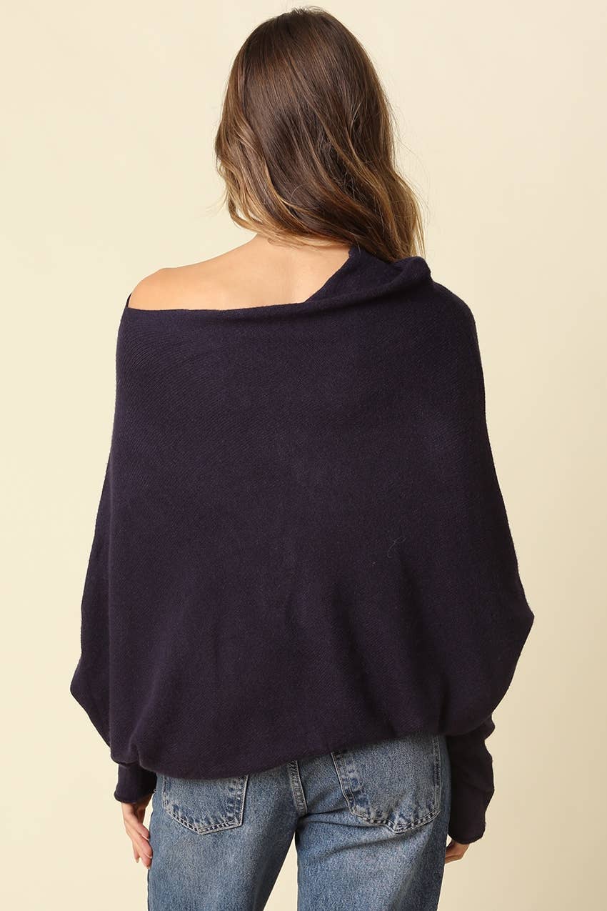 Amar Asymmetric Off-Shoulder Sweater - Olivaceous