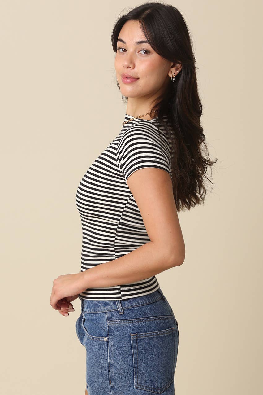 Olivaceous - Kate Striped Fitted Top