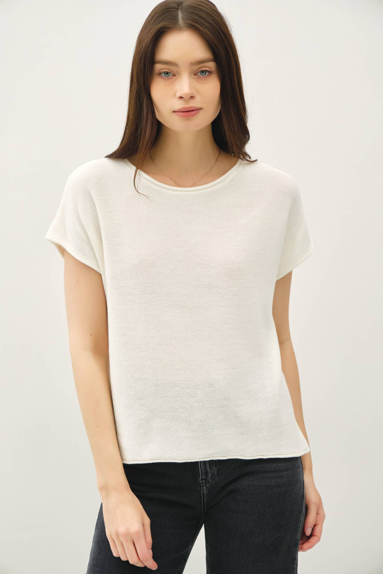 Be Cool - BOXY SHORT SLEEVE SWEATER W RAW SEAM