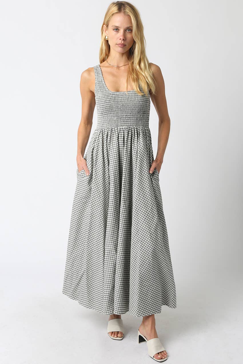 Olivaceous - Ella Sleeveless Gingham Maxi Dress