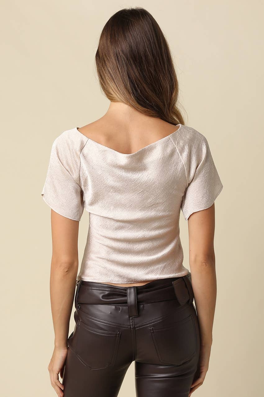 Sully Textured Boat Neck Top - Olivaceous