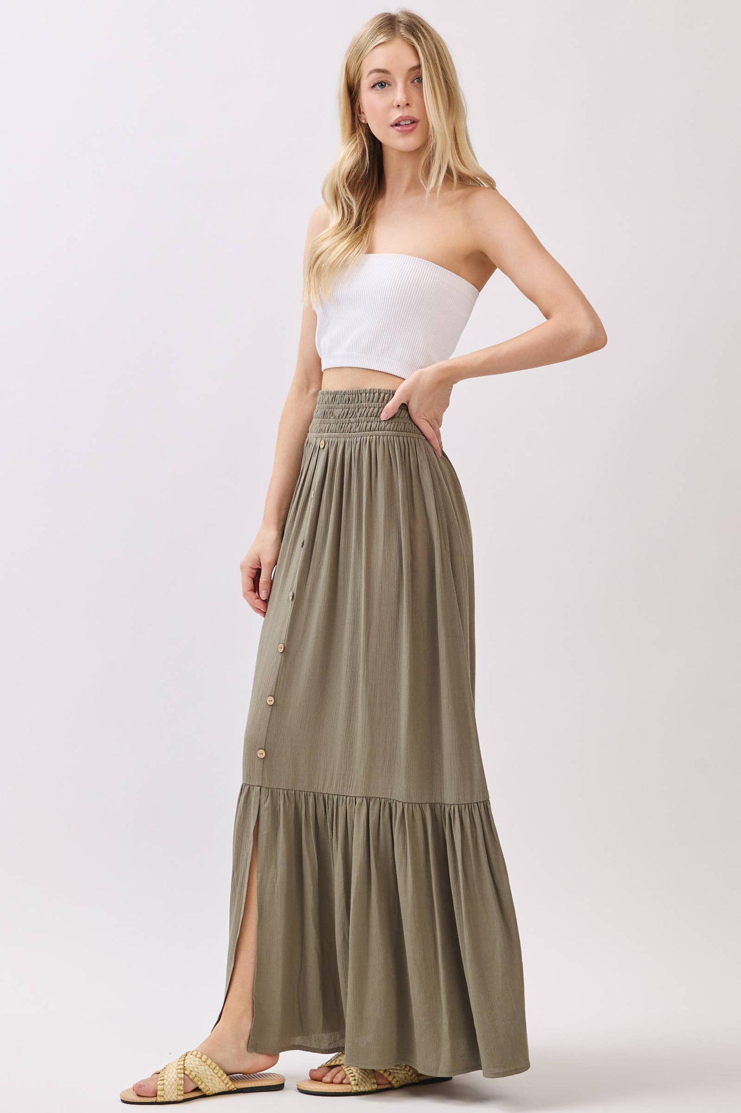 Ruffled Smocked Waist Tiered Maxi Skirt - Final Touch