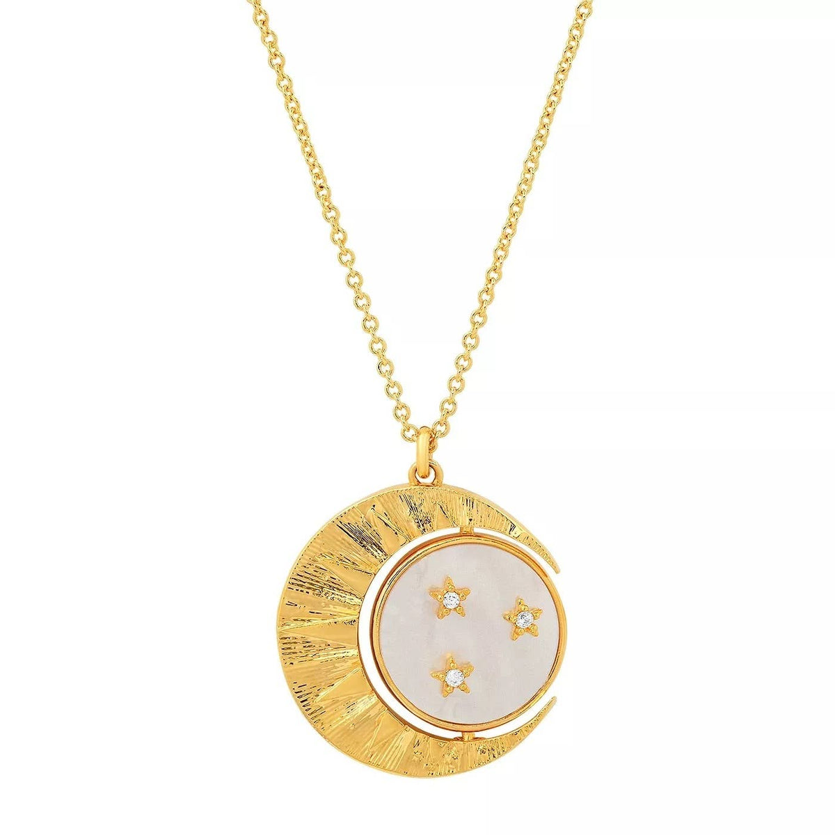 Moon - Lunar Phase- Medallion Necklace 14k Steel