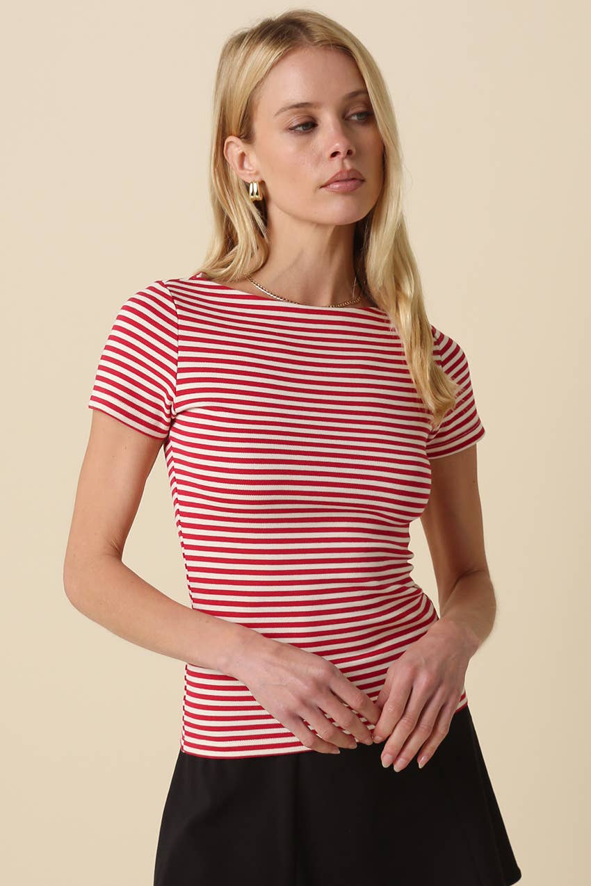 Olivaceous - Kate Striped Fitted Top