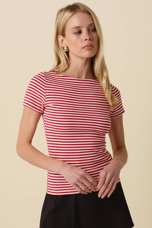 Olivaceous - Kate Striped Fitted Top