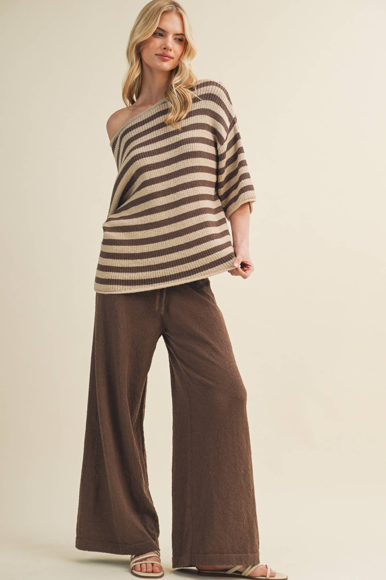 Mustard Seed - Engineered Stripe Bateau Neck Pullover