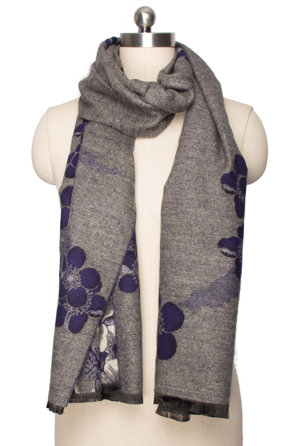 SAACHI - Two Color Floral Reversible Scarf