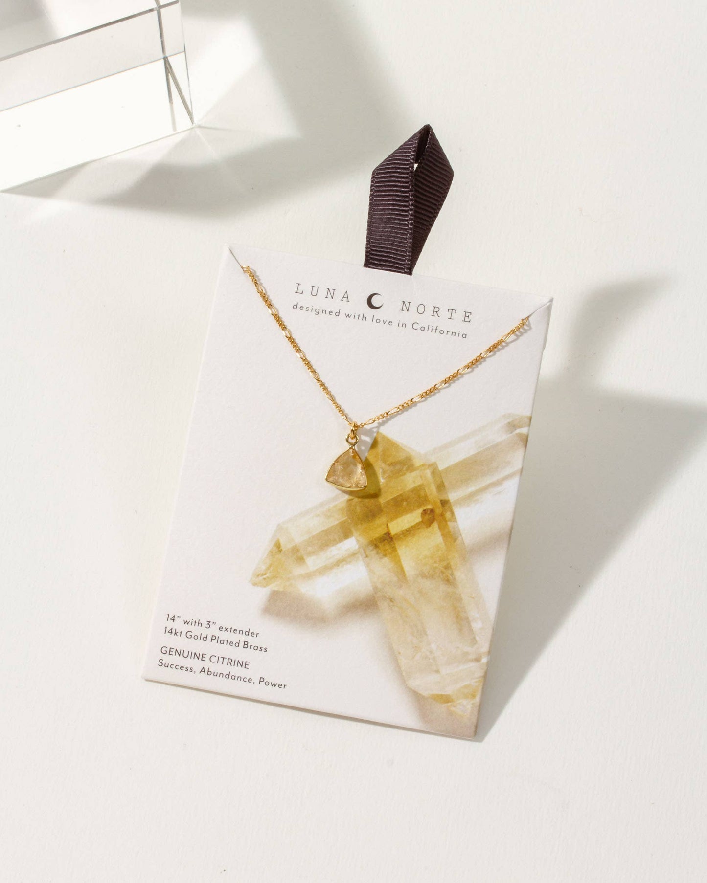 Luna Norte - Bermuda Triangle Dainty Collar Necklace- Citrine