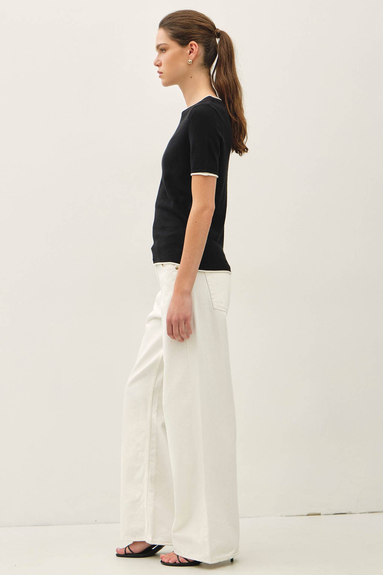 Be Cool - LAYERED LOOK ESSENTIAL SHORT SLEEVE  SWEATER TOP