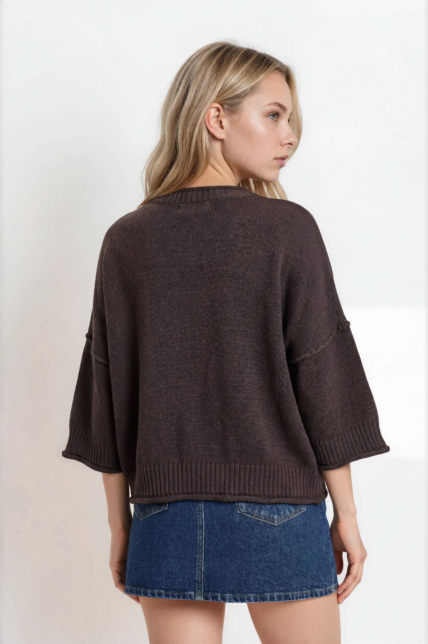 EXPOSED SEAM DROP SHOULDER SHORT SLEEVE PULLOVER - Blu Pepper
