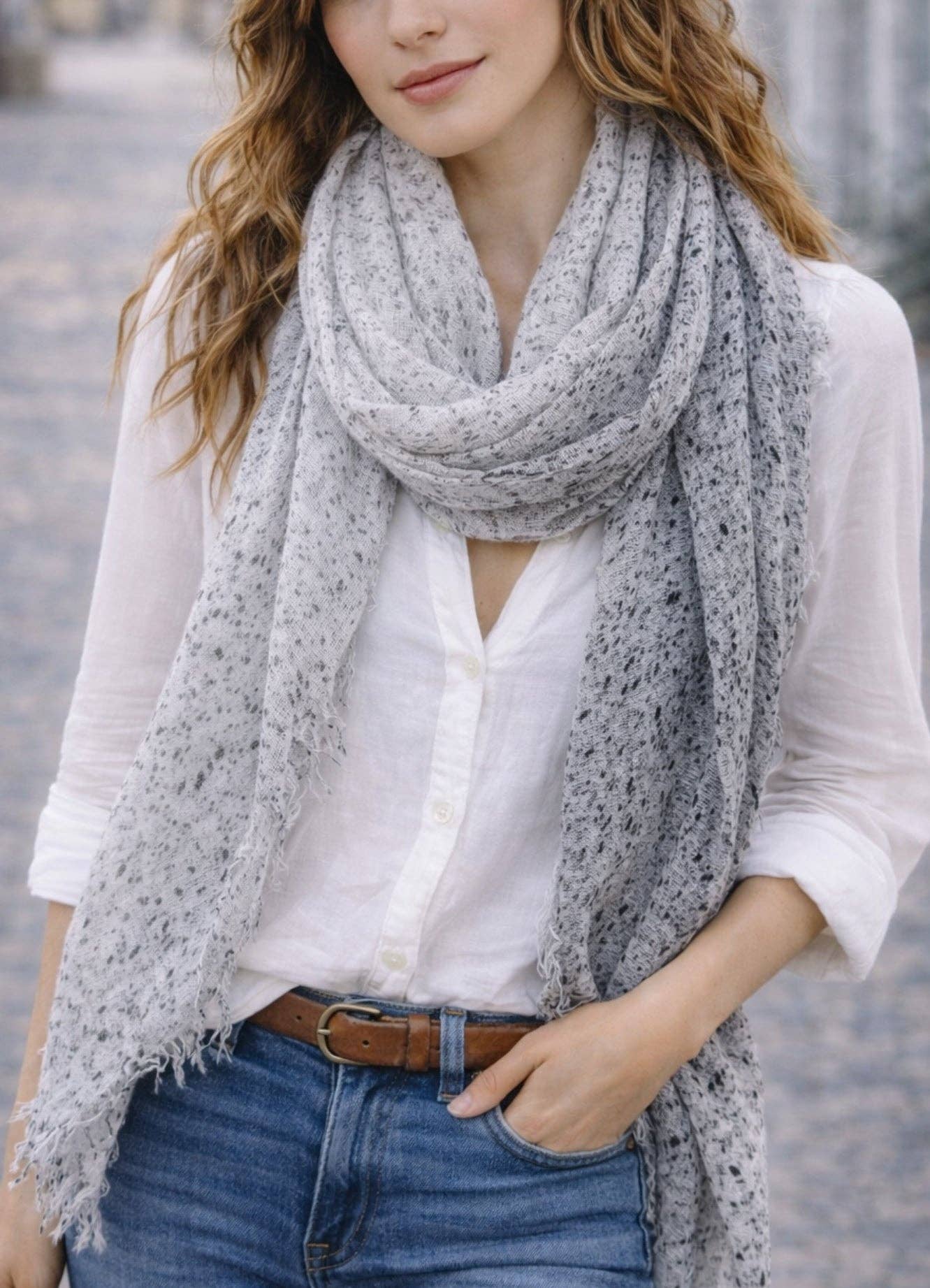 JC Sunny Fashion - JC021051 Lightweight Super Soft Two-Tone Speckled Dyed Scarf