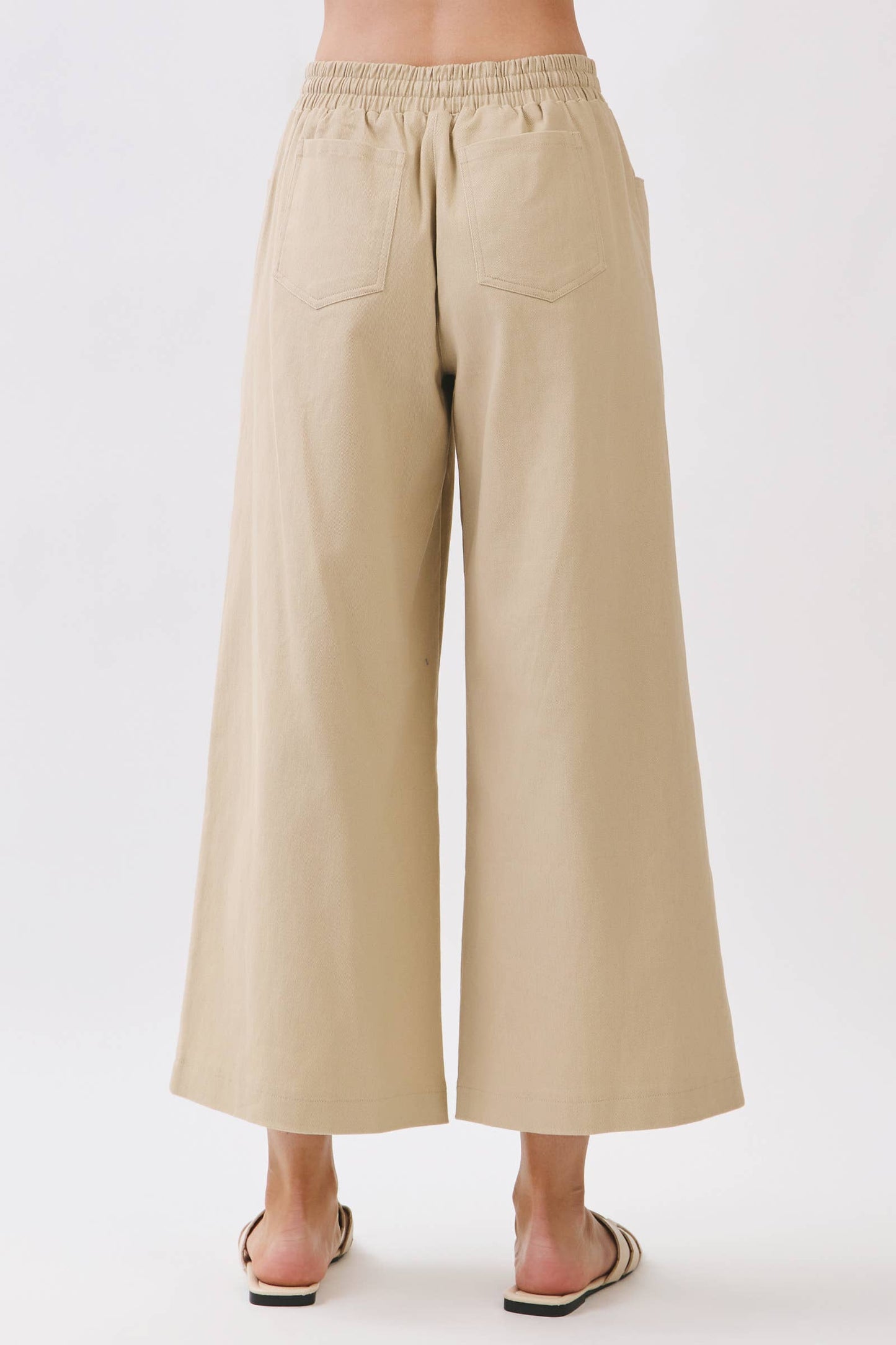 COTTON SPAN WIDE LEG PANTS - Final Touch
