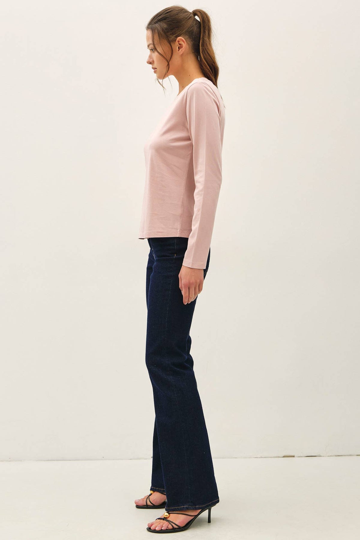 Be Cool - GARMENT WASHED COTTON LONG SLEEVE BASIC TOP