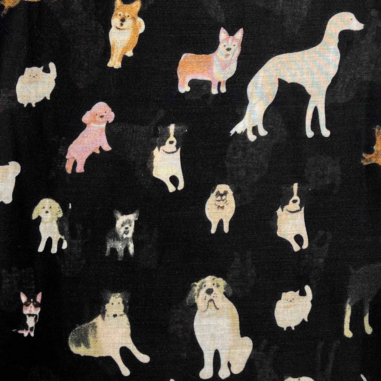 London Scarves - Dog print with mix breeds on medium lightweight print