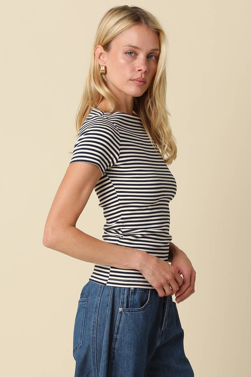 Olivaceous - Kate Striped Fitted Top