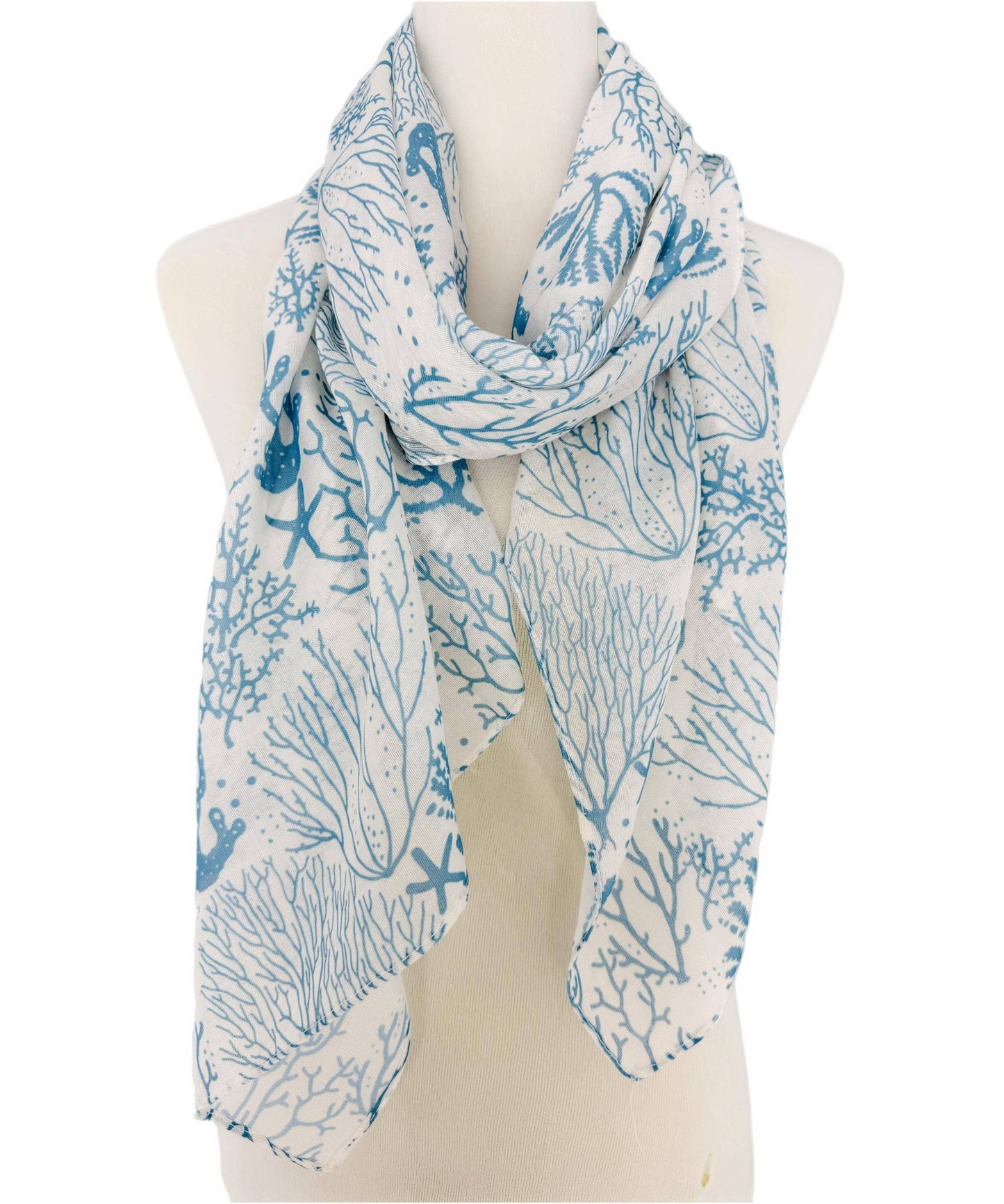 JC Sunny Fashion - JC022844 Teal Starfish & Coral Scarf