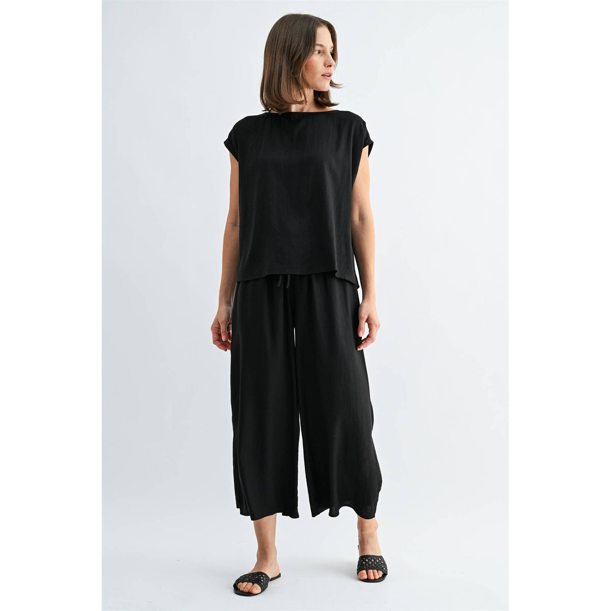 FUN2FUN - SIDE SLIT LINEN PANTS