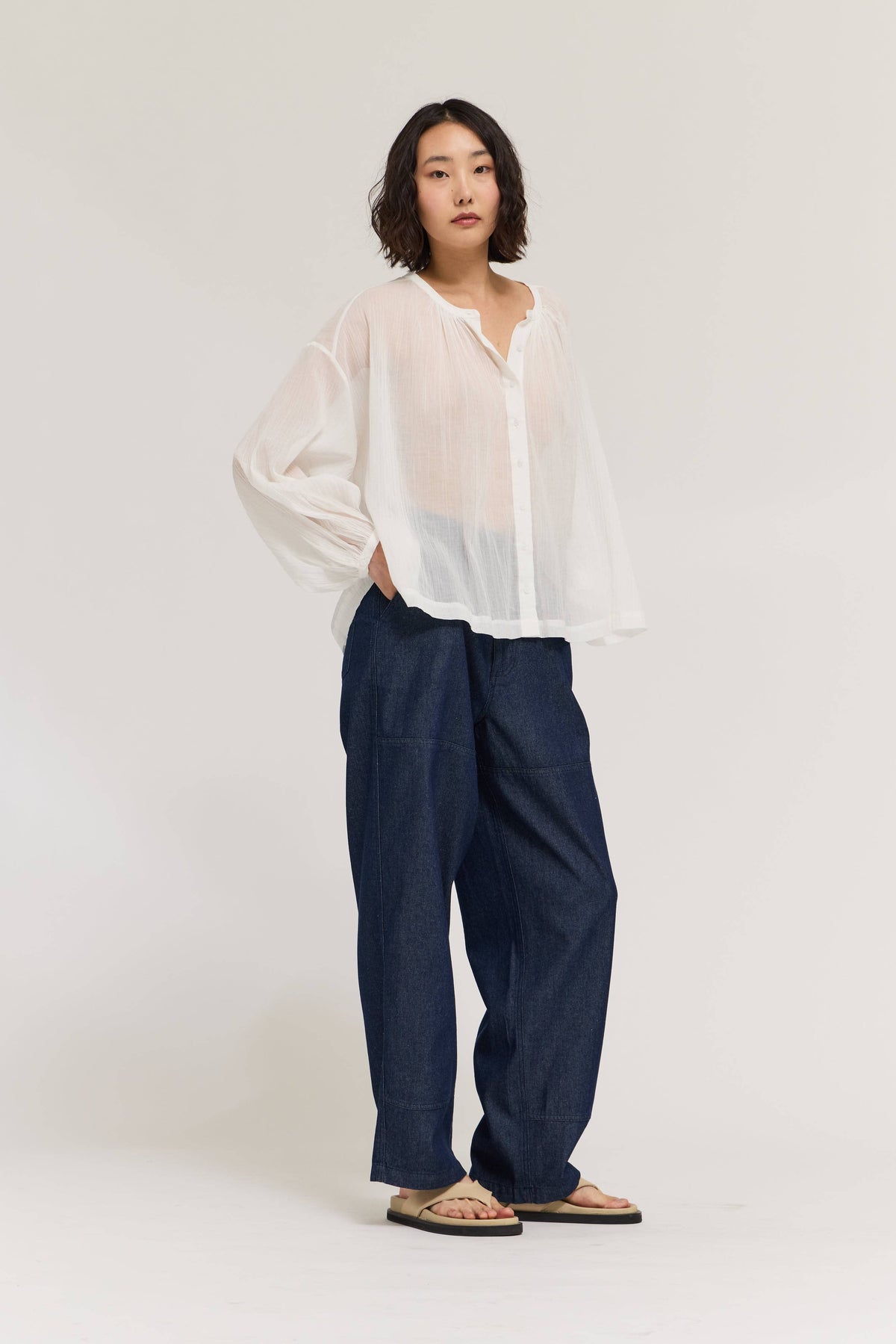 Grade & Gather - 50727AD - HIGH RISE BALLON FIT DENIM PANTS