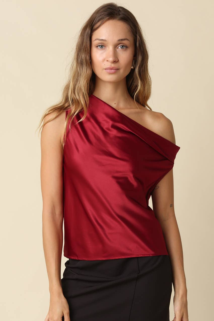 Kenzie One Shoulder Satin Top