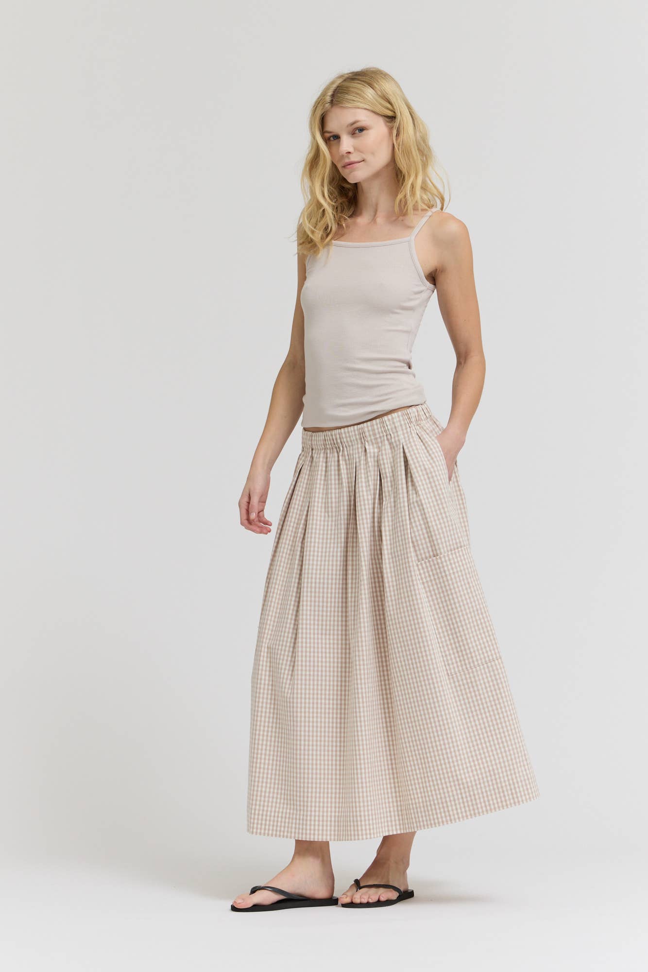 Grade & Gather - 50902RG - PLEAT WAIST GIGNHAM SKIRT