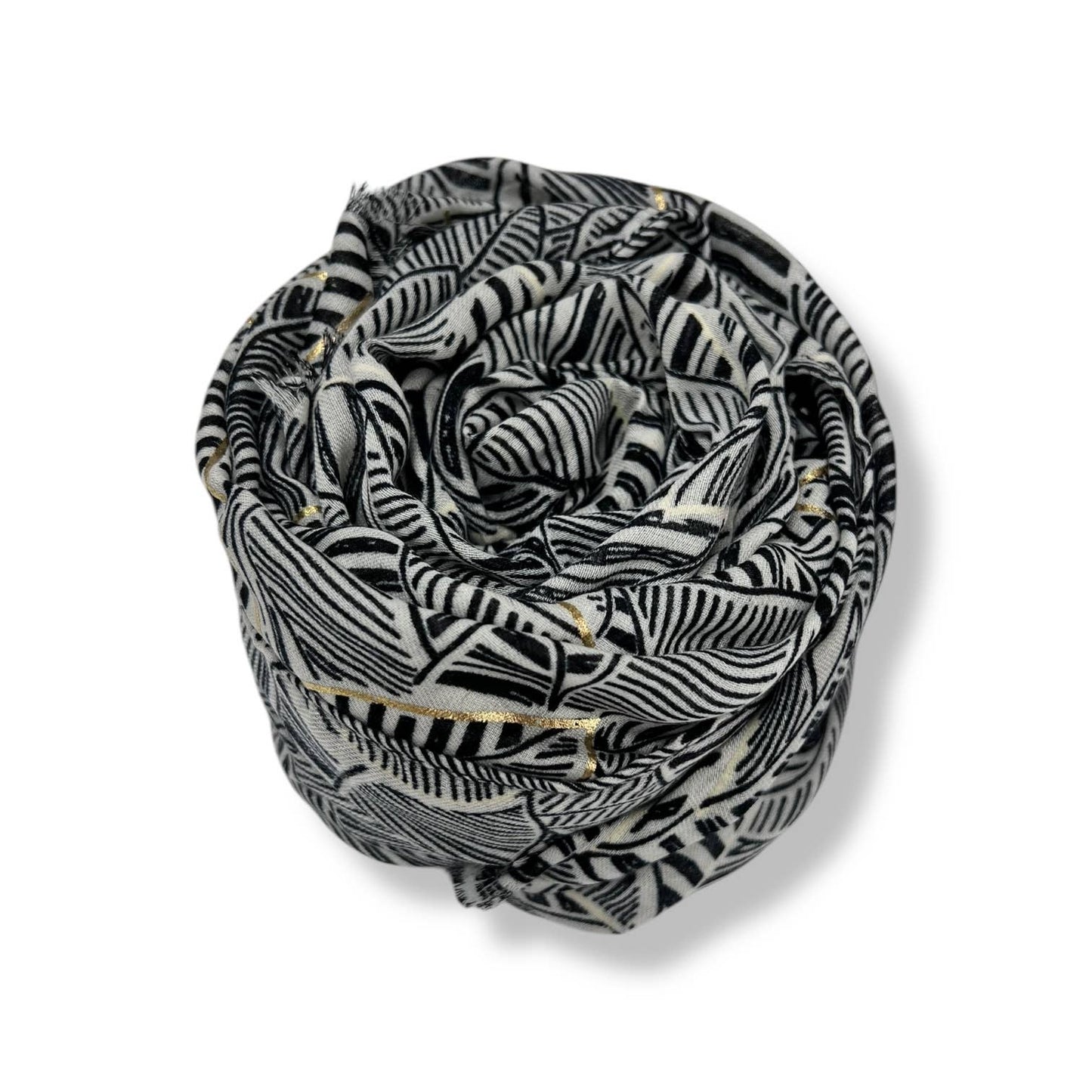London Scarves - Summer Monochrome Leaf Print Scarf