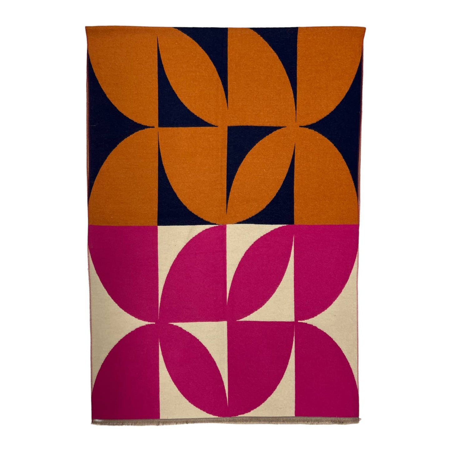 Retro Print Cashmere Blend Fringe Scarf