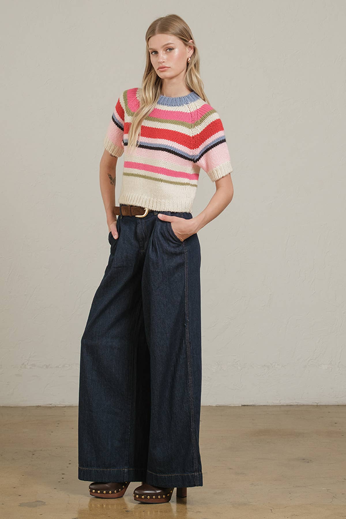 RAISONNEL - Chunky Knit Short Sleeve Sweater - RSW1043