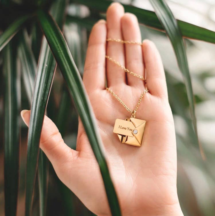 Love Letter 14K Gold Steel  Envelope and Letter necklace