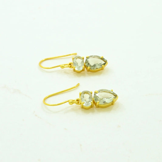 Schmuckoo Berlin - Ella Earrings Gold Silver 925 - Natural Green Amethyst