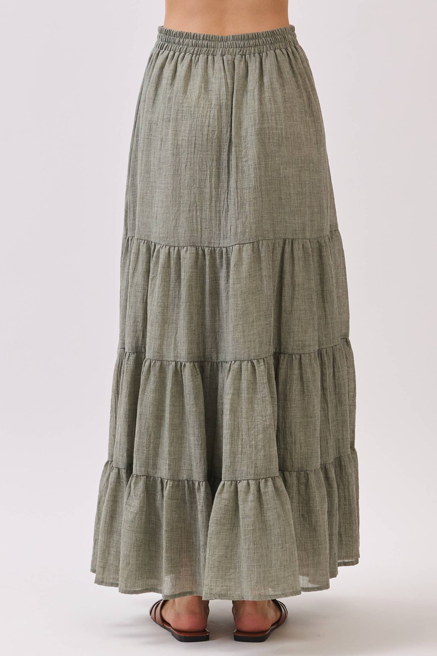 Tiered Coconut Tie Detail Maxi Skirt - Final Touch