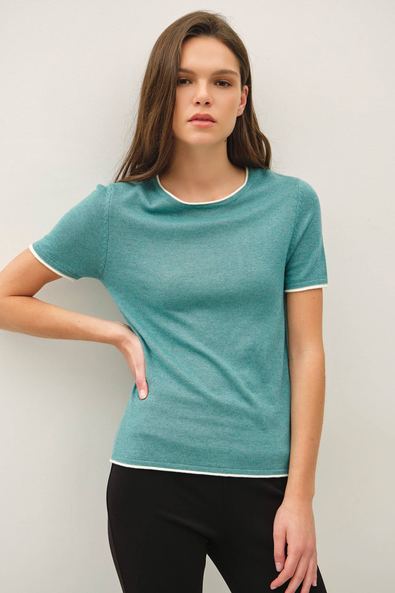 Be Cool - LAYERED LOOK ESSENTIAL SHORT SLEEVE  SWEATER TOP