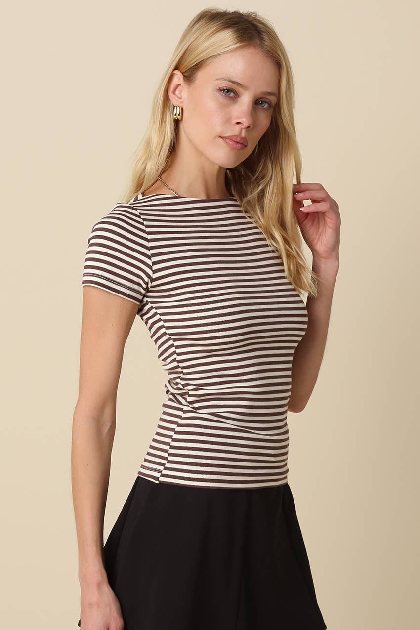Olivaceous - Kate Striped Fitted Top