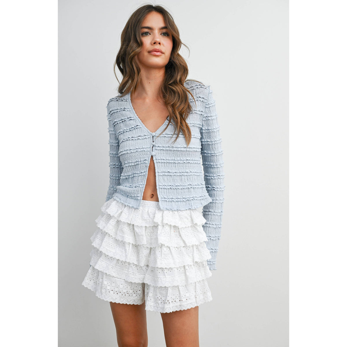 BUTTERMELON - Ruched Ribbon Knit Top - BMT8185