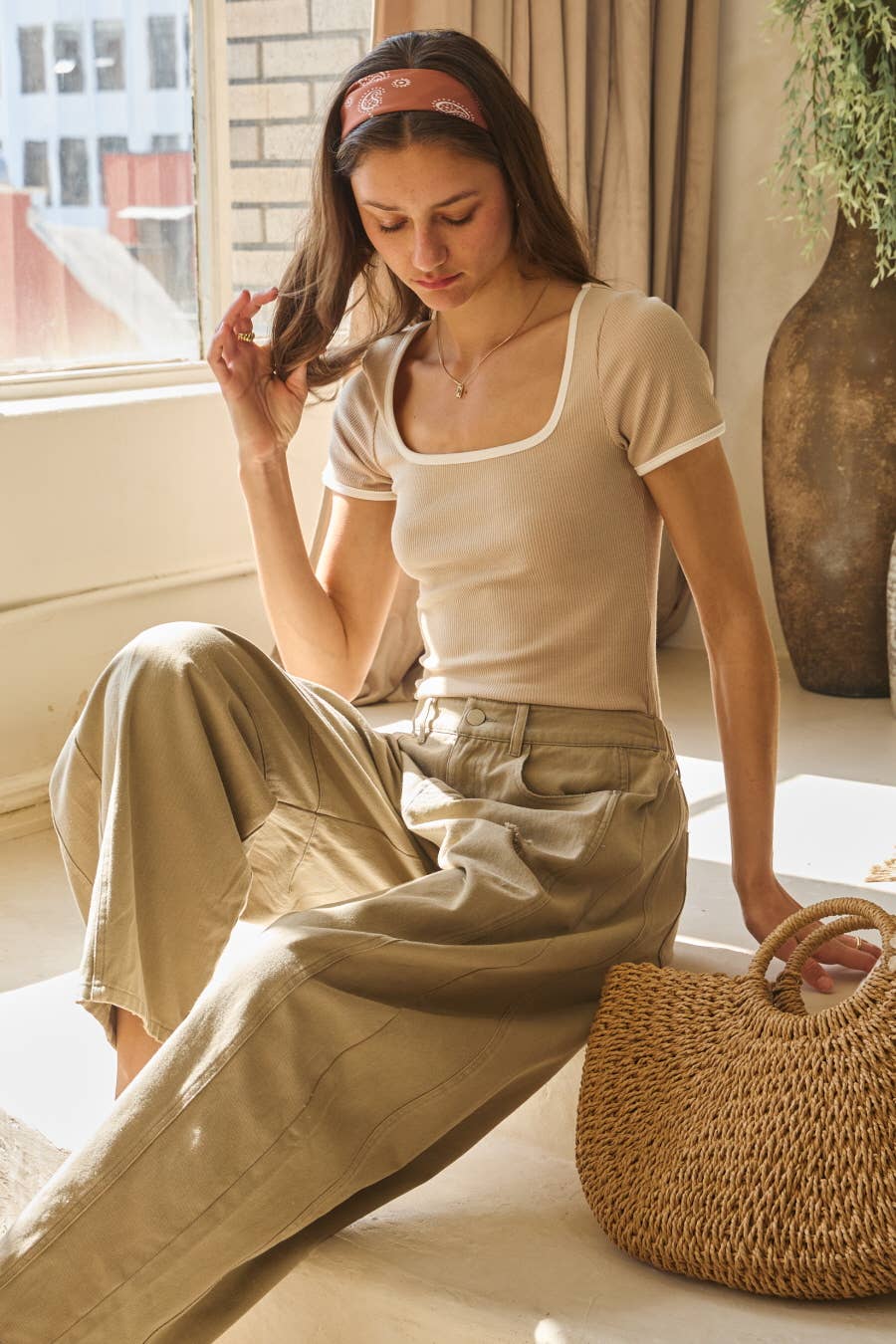 Oddi - Acid Washed Colored Barrel Denim Pants