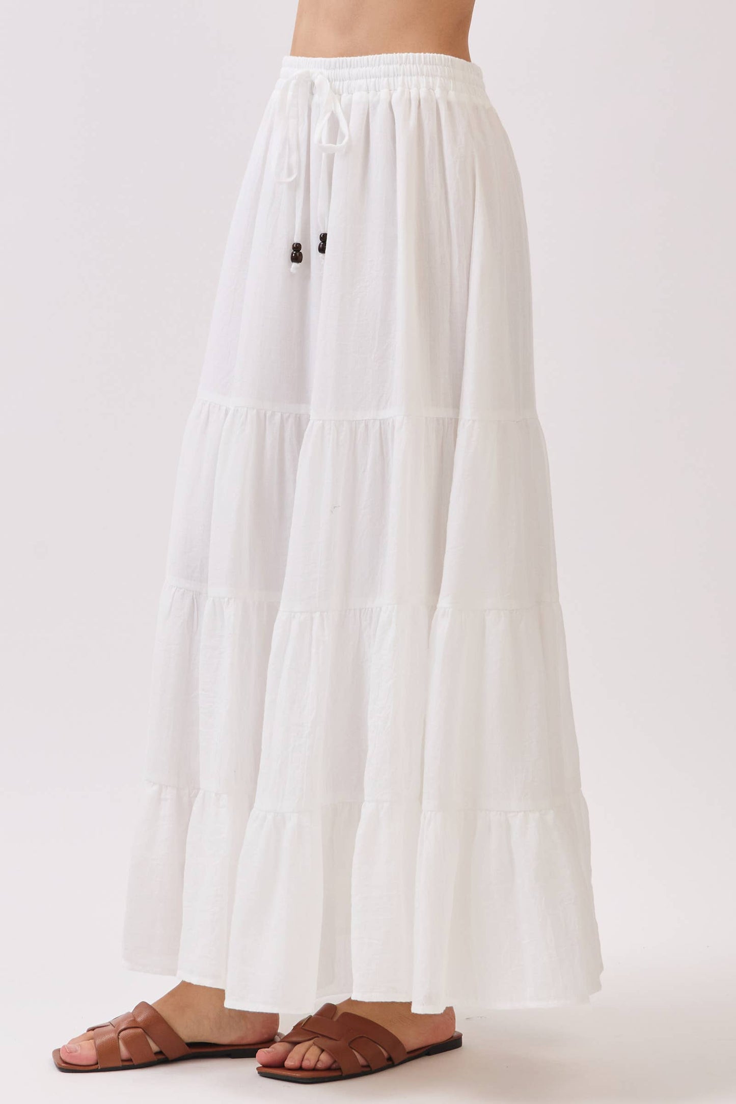 Tiered Coconut Tie Detail Maxi Skirt - Final Touch