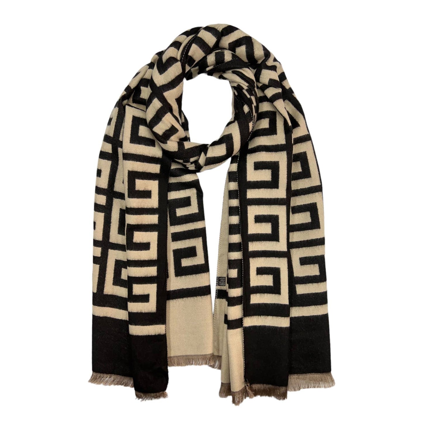 Maze Print Wool Blend Scarf