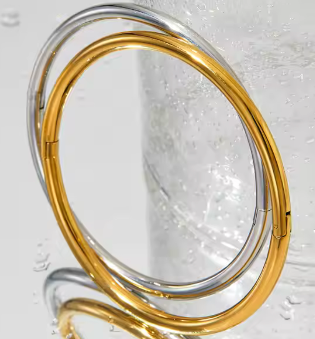 Sofia-Hinge Bangle 14K Gold  Waterproof- PVD plated