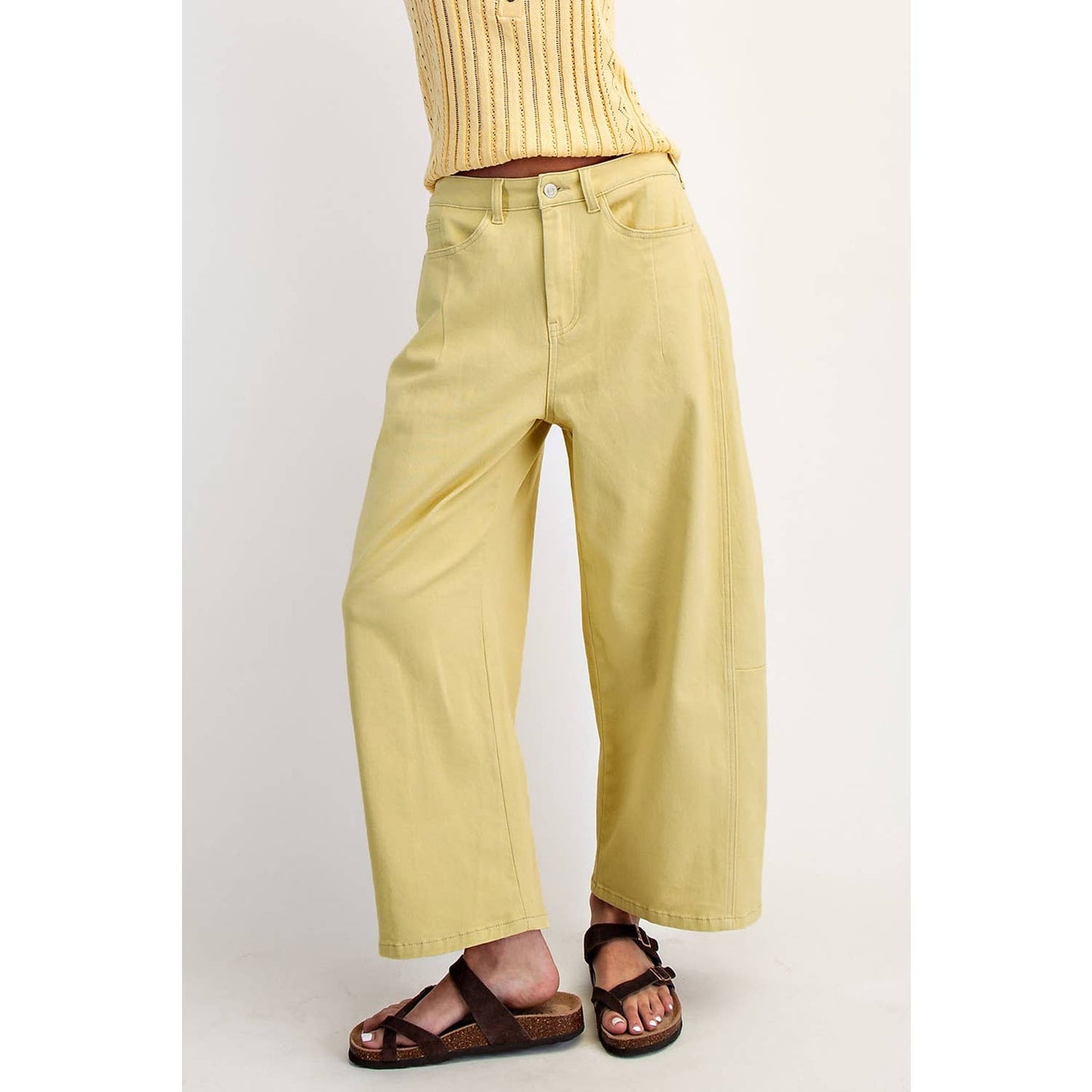 COTIERRA - MID RISE BARREL COTTON TWILL JEANS