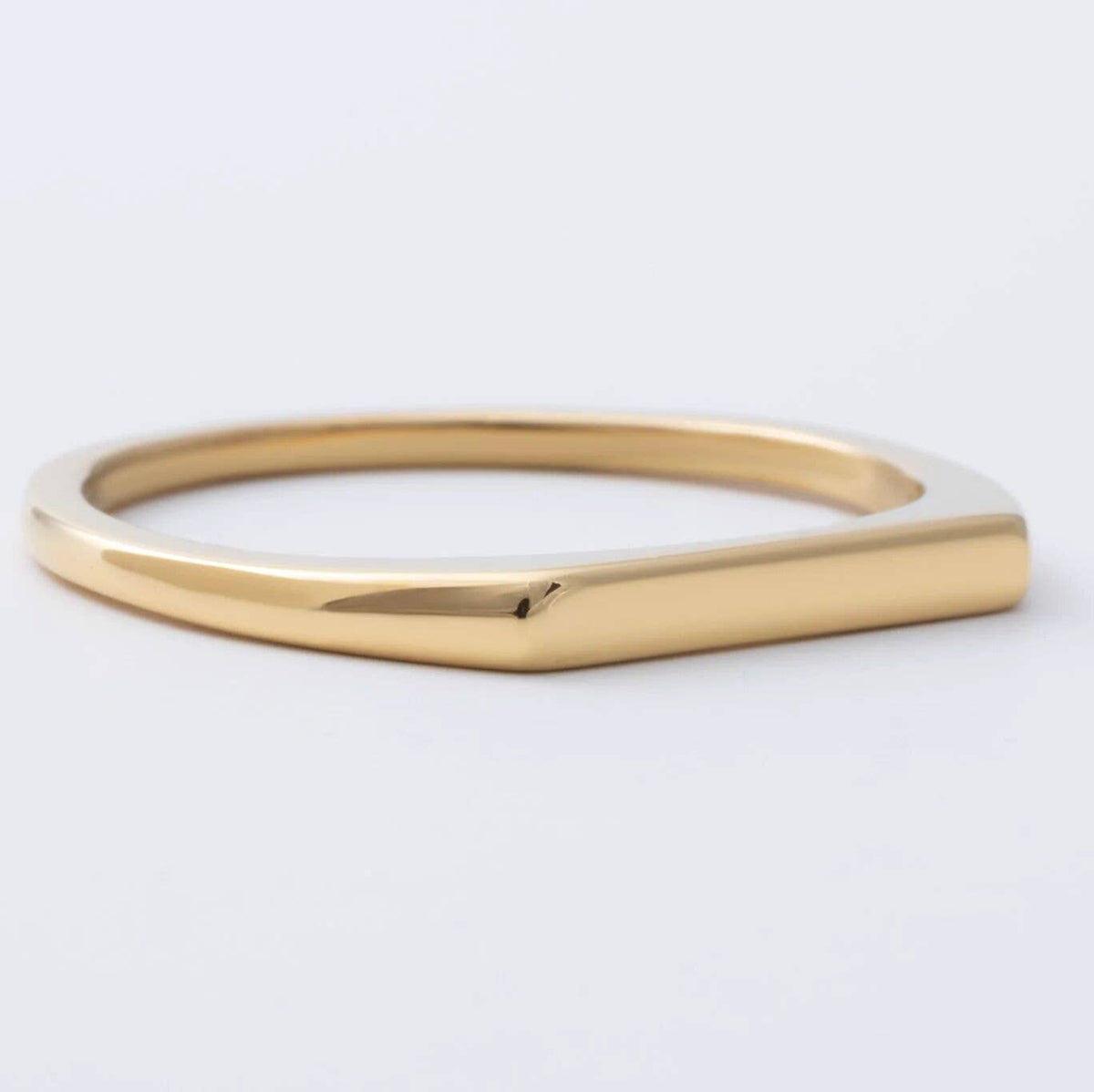 18K Gold PVD Stainless Steel Dainty Flat Blank Stack Ring - WJW