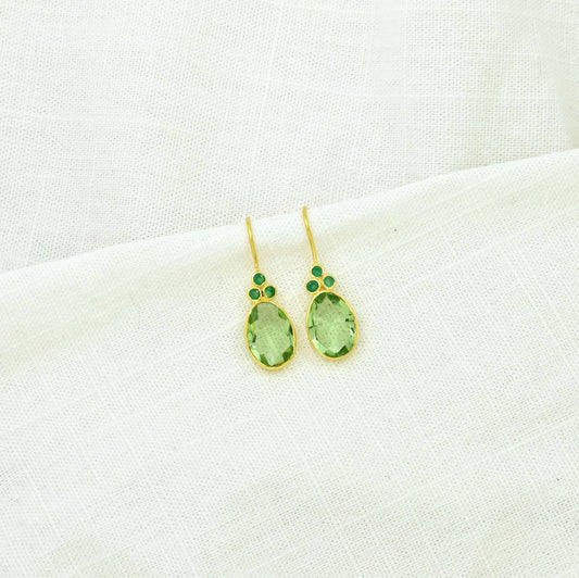 Schmuckoo Berlin - Delilah Earring Gold Plated Silver 925- Prasiolite & Emerald