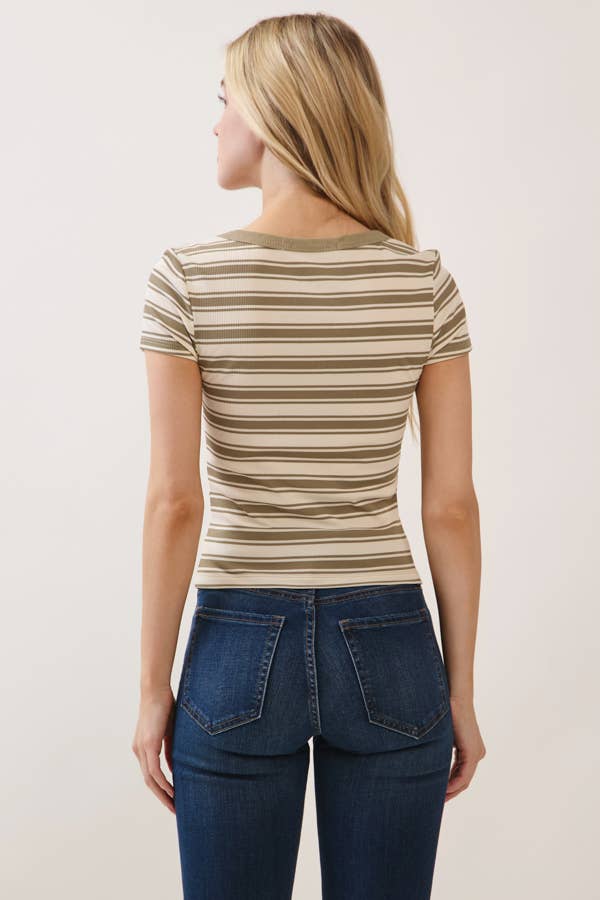 RT56306S - SCOOP NECK CONTRAST BINDING SHORT SLEEVE TOP