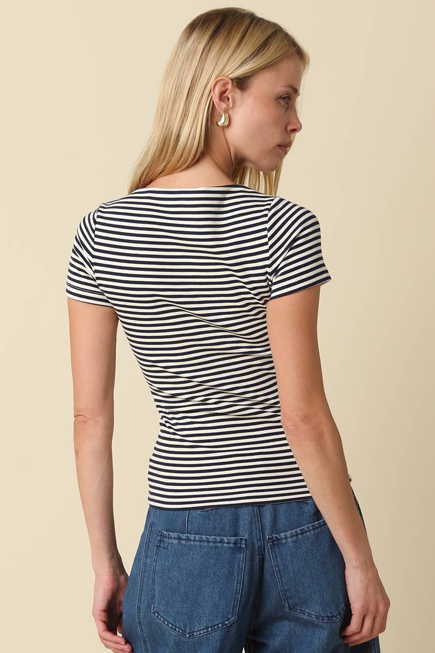 Olivaceous - Kate Striped Fitted Top