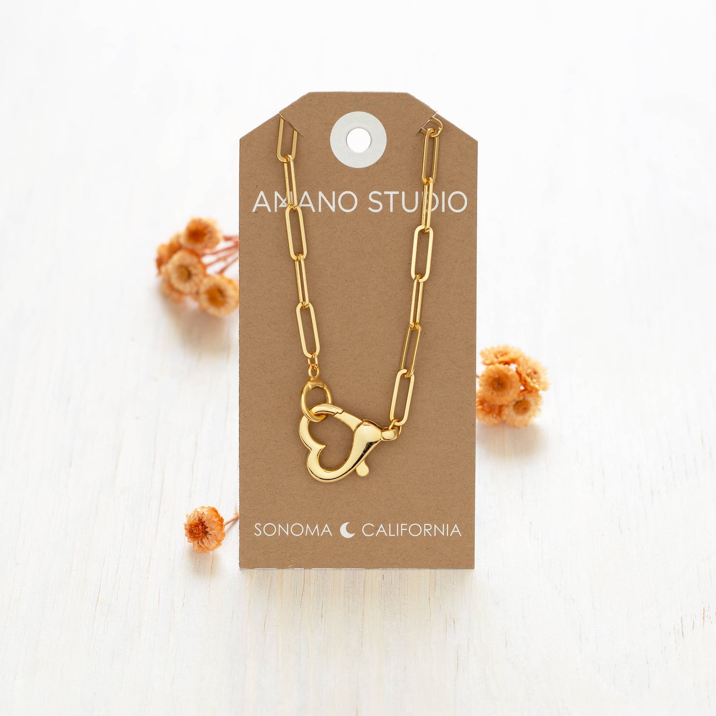 Amano Studio - Heart Clasp on Paperclip Chain Necklace